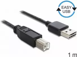 „Delock kabelis EASY-USB 2.0 A tipo kištukas > USB 2.0 B tipo kištukas, 1 m, juodas“