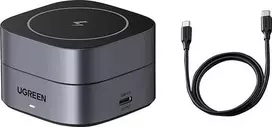 Ładowarka indukcyjna Qi 2w1 Ugreen W256 do iPhone, AirPods, 20W (czarna) + kabel USB-C do USB-C 1m