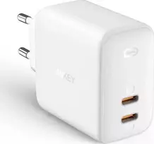 „Aukey“ įkroviklis su 2 USB-C jungtimis, 6 A (PA-B4, baltas)