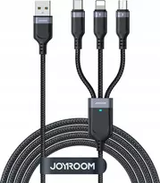 „Joyroom“ USB-A – USB-C + microUSB + Lightning kabelis, 1,2 m, juodos spalvos (JYR842)