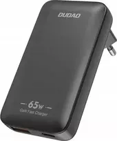 „Dudao“ įkroviklis. „Dudao A65Q“ 65 W GaN kelioninis tinklinis įkroviklis su USB-A / USB-C PD jungtimis, ypač plonas, skirtas ES / JAV rinkoms – juodos spalvos