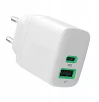 „Green Cell PowerSource Duo30“ įkroviklis, 1x USB-A, 1x USB-C, 3 A (CHARB-GC-30AC-W)