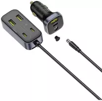 „Baseus BackseatPal L1“ 110 W automobilinis įkroviklis su 3 USB-A ir 3 USB-C jungtimis bei 1,5 m ilgio prailginimo laidu – juodos spalvos