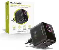 „Mobile Origin“ įkroviklis su 1 USB-A ir 1 USB-C jungtimis, 3,25 A (MO-65WDCH-PW3)