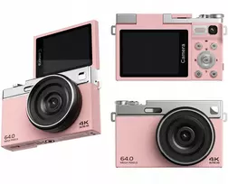 Skaitmeninis fotoaparatas „Xrec“ Skaitmeninis fotoaparatas 64 MP / 4K / 16x priartinimas / Pasukamas 2,88 colių LCD ekranas / „Xrec C77“ / Rožinis
