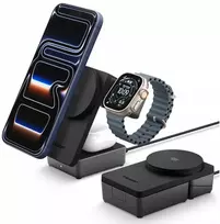 SPIGEN EF323MQ ESSENTIAL 3IN1 MAGNETIC MAGSAFE WIRELESS CHARGER 25W Qi2.2 BLACK