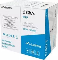 Lanberg UTP montavimo kabelis, Cat6, DRUT, 305 m (LCU6-10CC-0305-S)