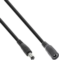 Maitinimo kabelis „InLine®“ DC prailginimo kabelis, DC kištukas (vyriškas/moteriškas) 5,5×2,5 mm, AWG 18, juodas, 3 m