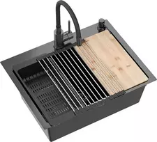 „Quadron“ plieninė kriauklė „LUKE 110 Workstation“, juoda