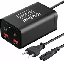 „Zenwire“ įkroviklis, tinklinis maitinimo šaltinis, 100 W, „GaN III“ blokas, AC laidas, 2x USB-C (65 W), 2x USB-A, „Zenwire“ YMS-608