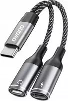 Adapter USB Dudao L13C USB-C - Jack 3.5mm + USB-C Szary  (6976625332823)