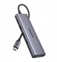 Hub / adapter USB-C 6w1 UGREEN CM511 USB-C do 2x USB DisplayPort 4K 60Hz 2x USB-C PD 100W