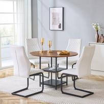 Valgomasis stalas ir kėdės, 107 cm, MDF, metalas, 5 vnt.