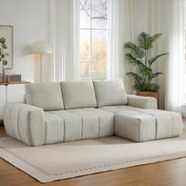 Kompresinė sofa, L formos, virvutės audinys, kišeninės spyruoklės, 1 vnt