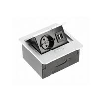 Komunikacinių jungčių blokas, 1 rozetė, 2USB, pilkas
