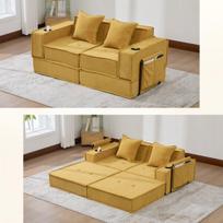 Dvivietė sofa, audinys, 162x78x66 cm, su taburete