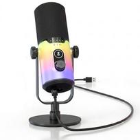 Dinaminis USB ir XLR mikrofonas su triukšmo slopinimu ir RGB apšvietimu BKX-43P