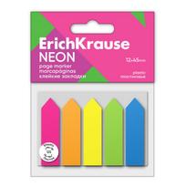 Plastikiniai indeksai-žymekliai Neon, ErichKrause, 12x45mm, 5 neoninės sp. x 25 lapelių