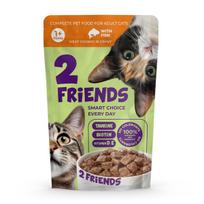 2 Friends visavertis pašaras suaugusioms katėms, rinkinys 12 × 85 g. Gabalėliai su žuvimi padaže