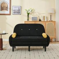 Juoda aksominė sofa-lova, metalinis rėmas, su 2 pagalvėmis, 1 vnt