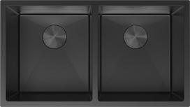 Mexen Binox plieninė dviejų skyrių kriauklė 800 x 450 mm, juoda - 6421802000-70, 800 x 450 x 200 mm