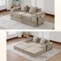Dvivietė sofa su pufu, laikikliai, 162x78x66 cm, 1 vnt
