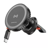 OEM Borofone BH208 Mona Magnetic Car Holder with Induction Charging and Type-C Cable for Air Vent, Black
