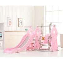 Vaikų čiuožykla su sūpynėmis ir krepšinio lanku "4-in-1" inSPORTline Swingslide - Rožinė