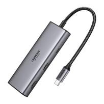 „UGREEN“ USB-C ŠAKOTUVAS, 7 PRIEVADŲ, 100 W, NEŠIOJAMAM KOMPIUTERIUI, 4K GREITAS PERDAVIMAS