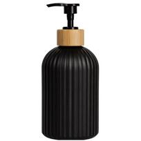 Muilo dozatorius 500 ml juodas butelis su pompa medžio stiliaus vonios kambariui