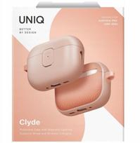 UNIQ CLYDE DĖKLAS AIRPODS PRO 3 GEN AUSINĖMS. KOMPAKTIŠKAS IR PATVARUS DĖKLAS ROŽINĖS SPALVOS.