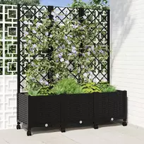 Sodo vazonas su treliu ir ratais Juoda 120 x 40 x 146 cm PP