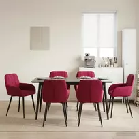 Valgomojo kėdės 6 vnt. Aksomas Vyno raudona 57 x 50 x 85 cm