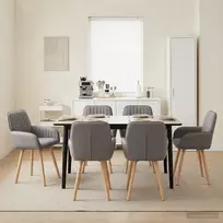 Valgomojo kėdės 6 vnt. Audinys Taupe 56,5 x 50 x 87,5 cm