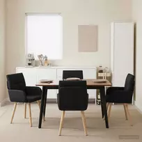 Valgomojo kėdės 4 vnt. Audinys Juoda 60 x 56 x 96 cm