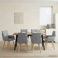 Valgomojo kėdės 6 vnt. Audinys Šviesiai pilka 60 x 56 x 96 cm