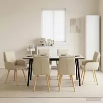 Valgomojo kėdės 6 vnt. Audinys Kreminė 60 x 56 x 96 cm