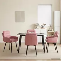 Valgomojo kėdės 4 pcs Aksomas Rožinė 59 x 59,5 x 90 cm