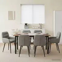 Valgomojo kėdės 6 vnt. Aksomas Šviesiai pilka 59 x 59,5 x 90 cm