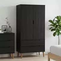 Spinta MOLDE Juoda 90 x 55 x 175 cm Pušies medienos masyvas