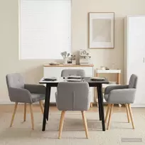 Valgomojo kėdės 4 vnt. Bouclé Šviesiai pilka 59 x 57 x 85 cm