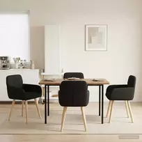 Valgomojo kėdės 4 vnt. Bouclé Juoda 59 x 57 x 85 cm