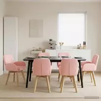 Sukamos valgomojo kėdės 6 pcs Bouclé Rožinė 54 x 58 x 87 cm