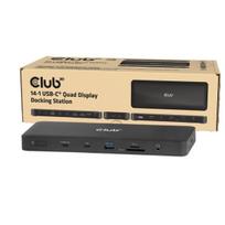„Club3D“ USB-C 14in1 dokas, 2xDP2.1/2xHDMI/3xUSB-C, 4K, 60Hz, PD100W, mažmeninė prekyba, Juoda