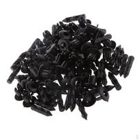 100 vnt. 6 mm skylutė Juodo plastiko prispaudžiami kniedės tvirtinimo kaiščiai ATV