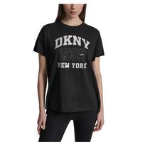 Marškinėliai trump. rankovėmis moterims, Juoda, Dkny ny 1989 rhinest