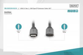 Digitus USB 3.0/C to C extension cable, male/male, 1m, black