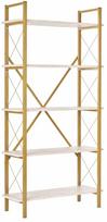 Knygų lentyna Nordure Elysian, aukso sp./travertine sp., 180 cm x 34 cm x 90 cm