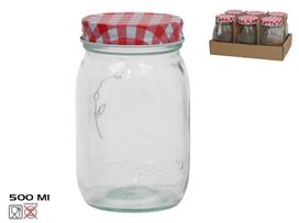 Stiklainis Kitchen&GO Gingham, 75 mm, 0.5 l, skaidri sp./balta sp./raudona sp.