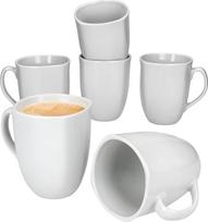 MamboCat Lotta 6 puodelių rinkinys, 300 ml, baltas porcelianinis puodelis su rankena 6 asmenims, puodeliai karštiems gėrimams, pvz., arbatai, kakavai, kapučino, latte macchiato ir kt., elegantiški indai